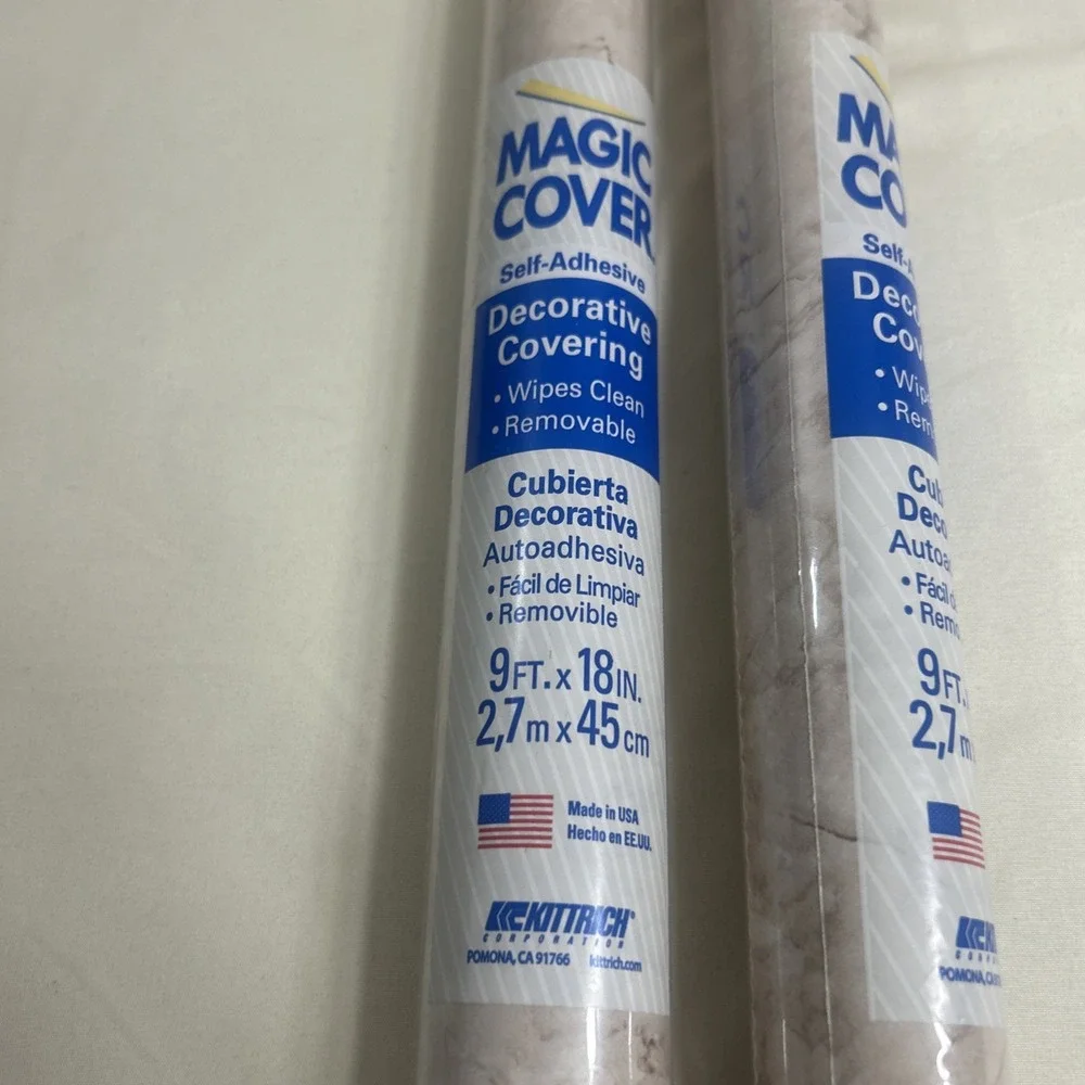 NEW Magic Cover Self-Adhesive Contact Paper Marble Coffee 2 Rolls 9 Ft X 18